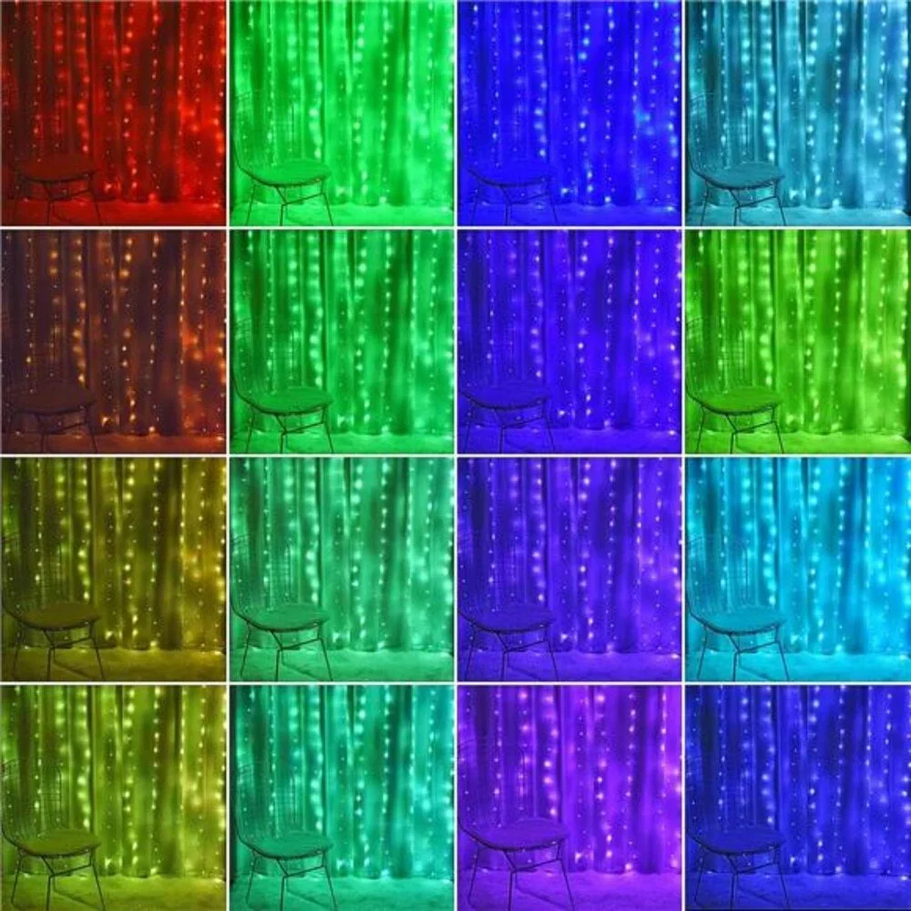 Fairy Curtain Lights 16 Color Changing String Lights Remote LED Room Decor Party